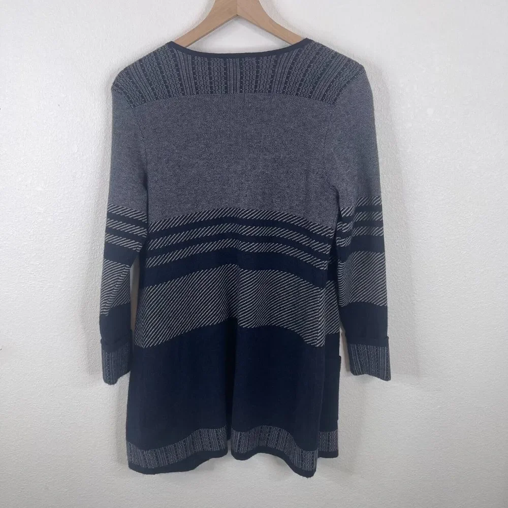 Christopher & Banks Womens Wool‎ Blend Cardigan Sweater Size S Blue Colorblock